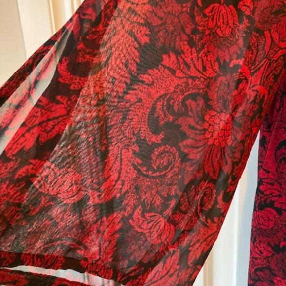 Roz&Ali Red and Black Blouse Size 2X - Picture 2 of 9